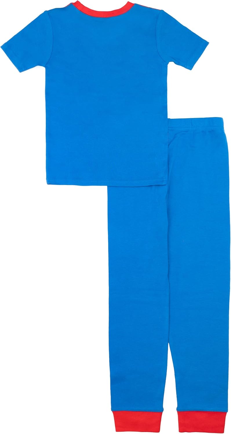 SUPERMAN Boys' 2-piece Snug-fit Cotton Short-Sleeve Matching Pajama Set, Soft & Cute for Kids - Image 4